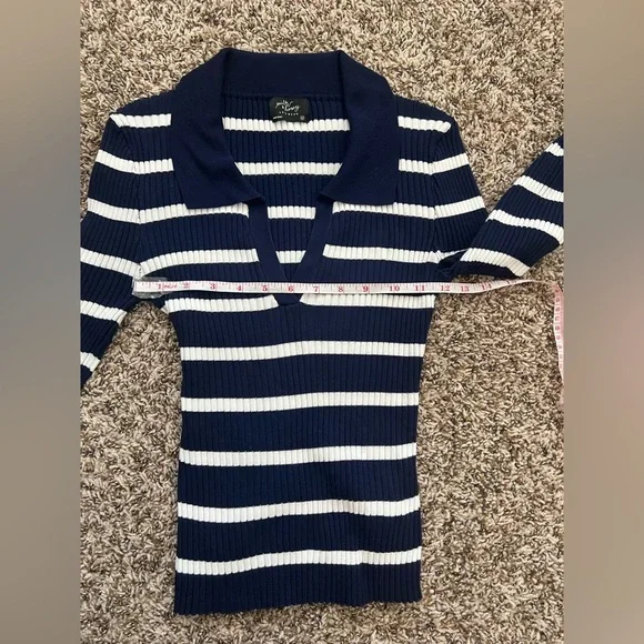 Milk And Honey Knitwear Blue And White striped Top Size M (0714) - Picture 8 of 13
